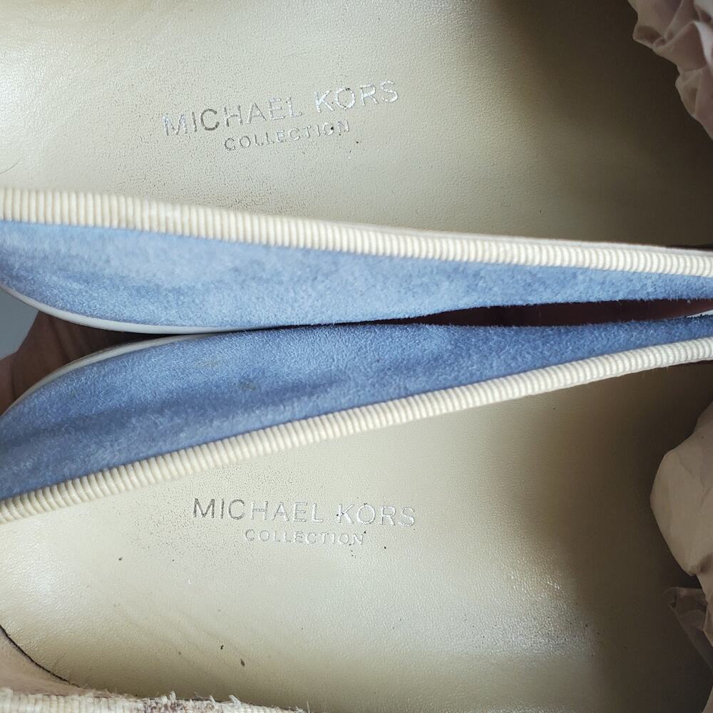 Michael Kors Collection Blue Suede Sneaker Shoe 9 M Bow Slip On Coastal Casual - Picture 6 of 12